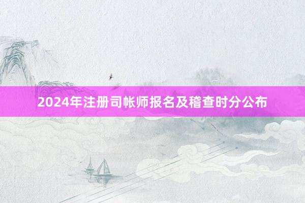 2024年注册司帐师报名及稽查时分公布